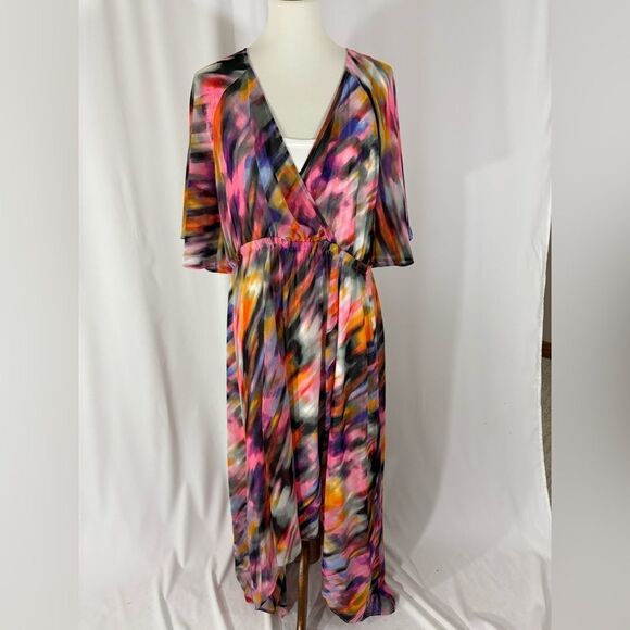 Torrid Maxi Watercolor V Neck Maxi Dress - Picture 2 of 8